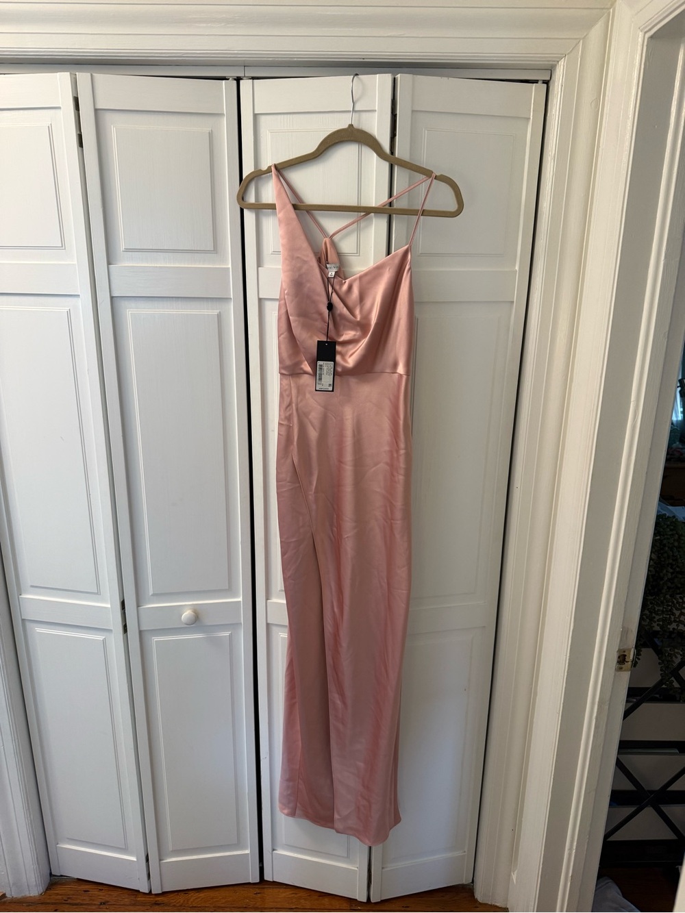 Gianni Bini Dusty Pink One-Shoulder Satin Gown